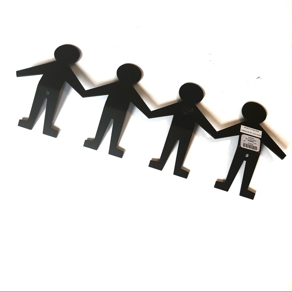 4 Person Silhouette Black Metal Hooks - Picture 2 of 4